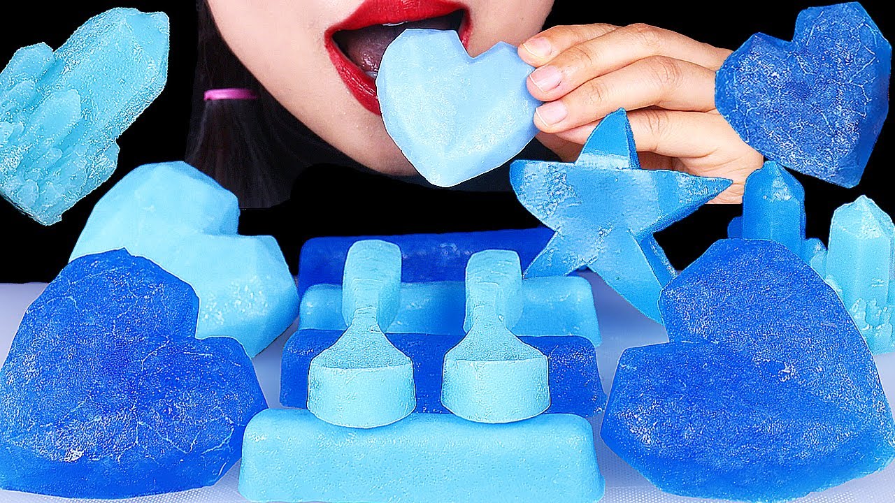 ASMR *KOHAKUTO* MUKBANG, BLUE DESSERTS, EDIBLE SPOON 코하쿠토, 보석젤리, 파랑색디저트, 먹는수저 먹방 이팅사운드 EATING SOUNDS