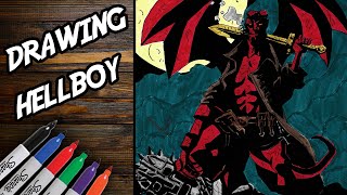 Hellboy SpeedPaint Drawing / Desenhando Mike Mignola Anung un Ramacomic art style timelapse tutorial