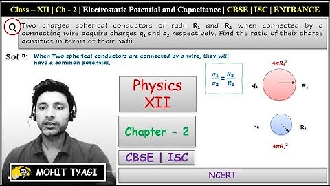 Two charged spherical conductors of radii R1 and R2 when connected by a connecting wire acquire