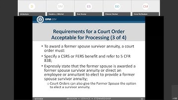 Court Ordered Benefits - 2020 OPM Virtual Benefits Training Event