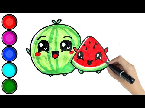 HOE TEKEN JE EEN SCHATTIGE WATERMELOEN? IEDEREEN KAN LEREN TEKENEN!