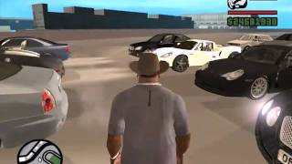 GTA SA: Showing my actual selection of cars and bikes parked all at one place