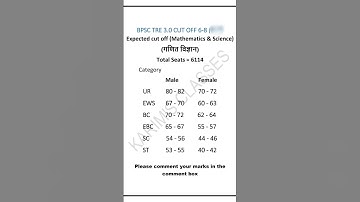 BPSC TRE 3.0 6-8 math science cut off expected cut off latest news #biharshikshakbhartitre3answerkey