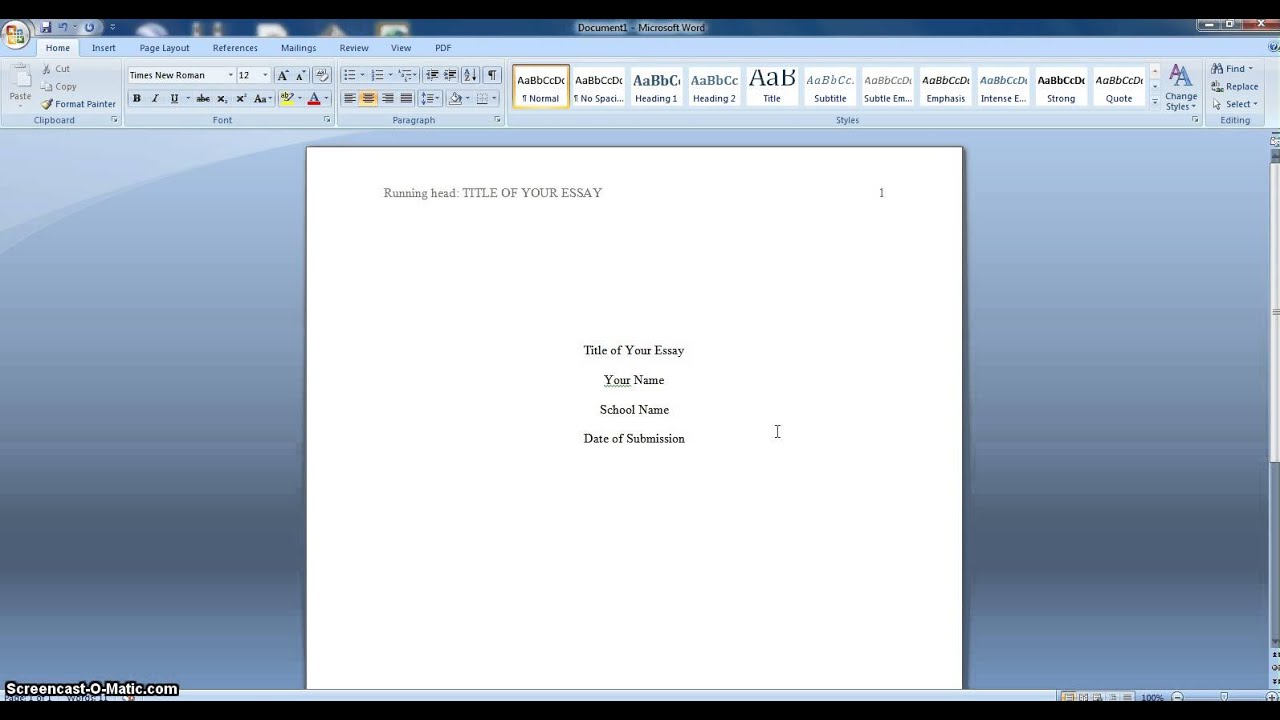 How To Format Your Essay In Apa Style Youtube