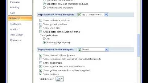 Hide scroll bars, sheet tabs, and charts, graphs, pictures, and objects in Excel 2007