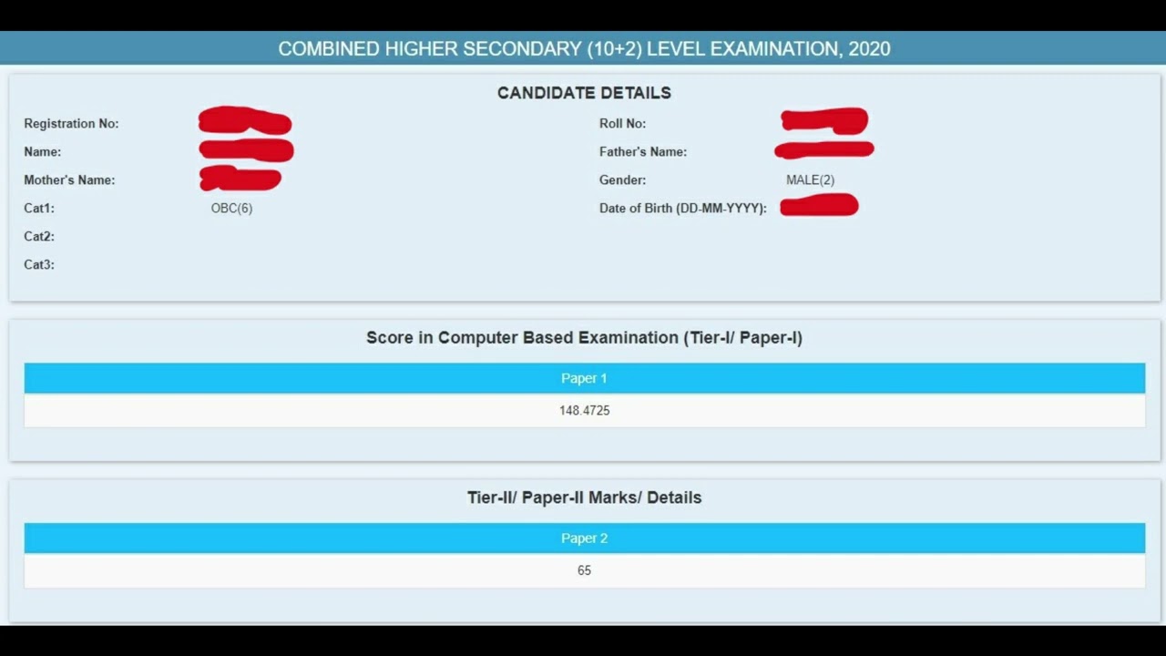 SSC CHSL 2020 scorecard || chsl 2020 descriptive || chsl score || chsl tier 2