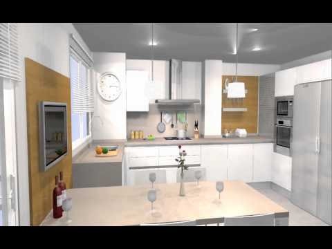 Estudio de cocina con mesa integrada y zona de tv arredo youtube Mesa mueble cocina