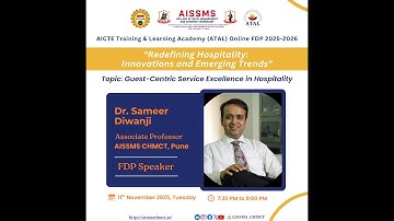 Day 2 ATAL Online FDP on Redefining Hospitality: Innovation and Emerging Trends- Dr.Sameer Diwanji