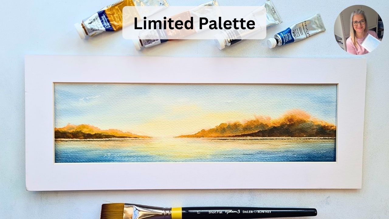Extra Wide Glowing Landscape in Watercolour | Use a Limited Palette for Colour Harmony