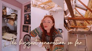 Getting a big skylight installed in my dark 70's house | Girl house renovation