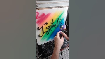 freehand Airbrush. Rainbow with name in script. AirCraft customs.com