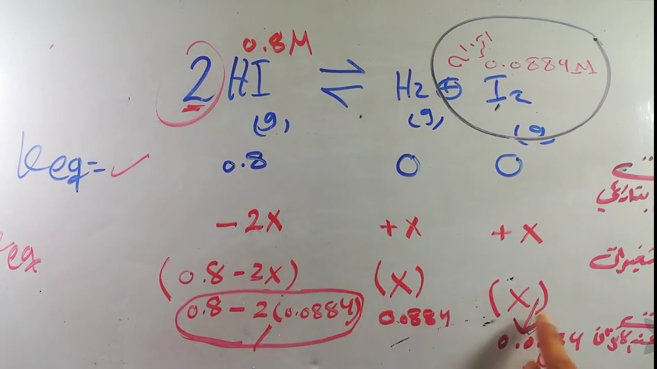 كيمياء الاول ثانوي 2005 || حسابات ثابت الاتزان جزء 2 || أ.زيد النبالي