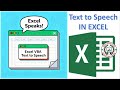 How to Make Excel Speak! | VBA Application.Speech.Speak Tutorial#excel