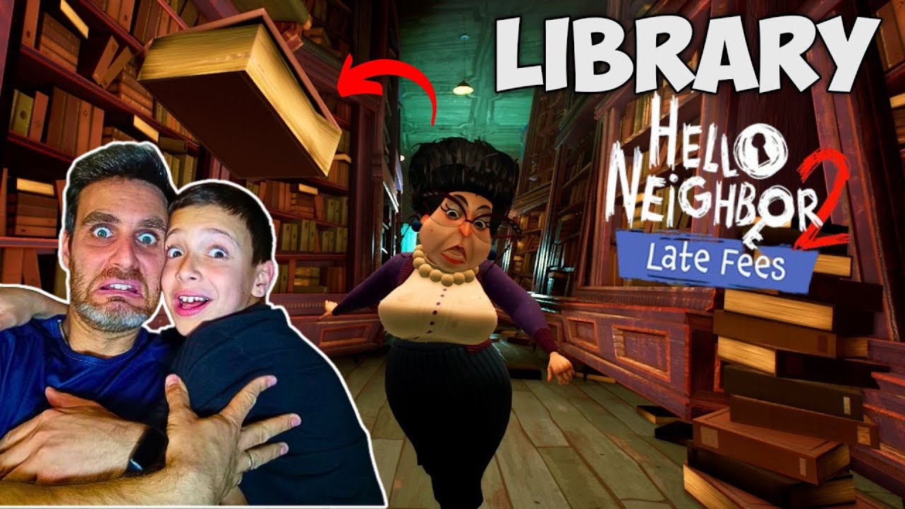 Ψάχνουμε βιβλία μέσα στην τεράστια βιβλιοθήκη στο Hello Neighbor 2 Late Fees!