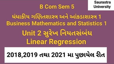 B Com Sem 5 Statistics Unit 2 Linear Regression