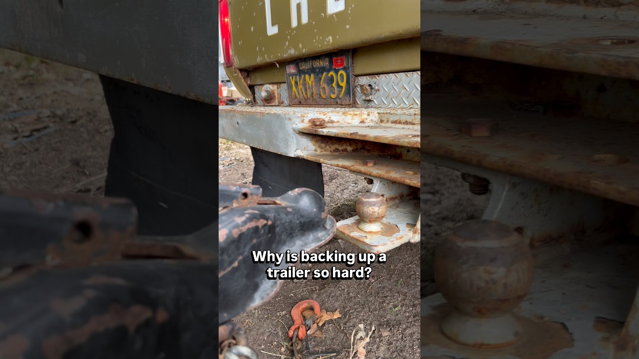 It always takes so many tries! Backing up a trailer is a pain! #classiccar #car #oldcar #mechanic