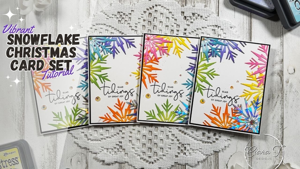Vibrant Snowflake Christmas Card Set | Christmas in July Series - YouTube