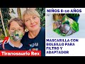 MASCARILLA PARA NIÑOS DE 8-10 AÑOS CON BOLSILLO PARA FILTRO Y ADAPTADOR  | Tiranosaurio Rex