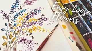 How to Paint a sweet Floral Bouquet my LOOSE WAY in WATERCOLOR  (using Kuretake Gansai Tambi Paints)