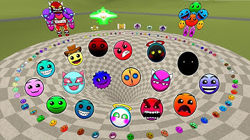 Geometry Dash and Lobotomy Dash Nextbots Family FALL into a FUNNEL Chasing me Gmod