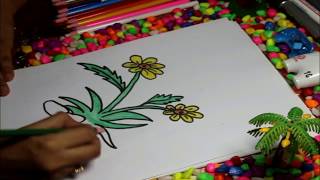 how to art amazing kids flower funny drawing #satisfying videos in 2019