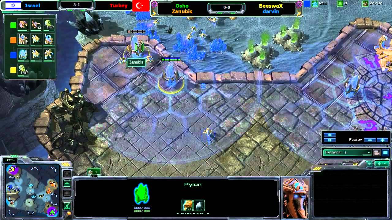 Israel vs Turkey - Osho&Zanubis vs darvin&BeeswaX Game1 - ZPvPZ - Monlyth Ridge
