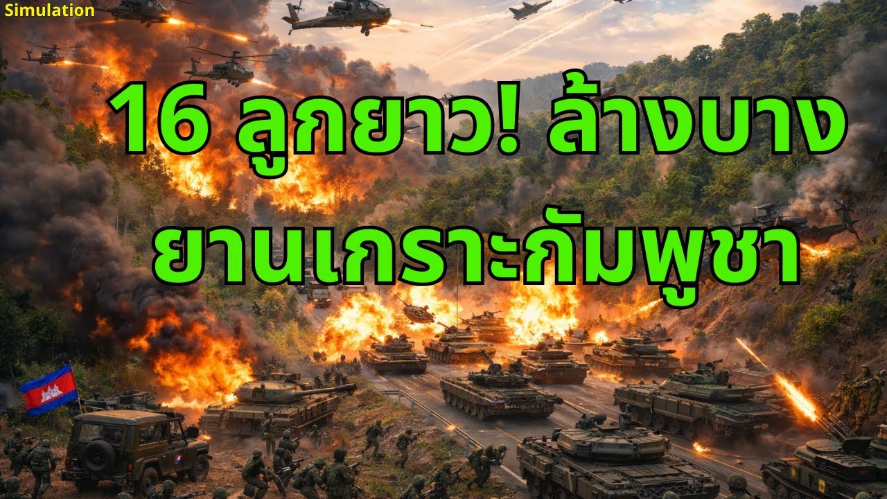 เฮลิคอปเตอร์อาปาเช่ของไทยทำลายขบวนยานเกราะของกัมพูชาในยามรุ่งอรุณ | การสร้างใหม่ด้วย AI