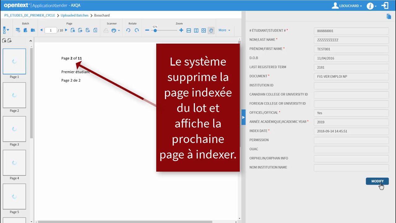 Indexer un lot de documents en Web Xtender 16