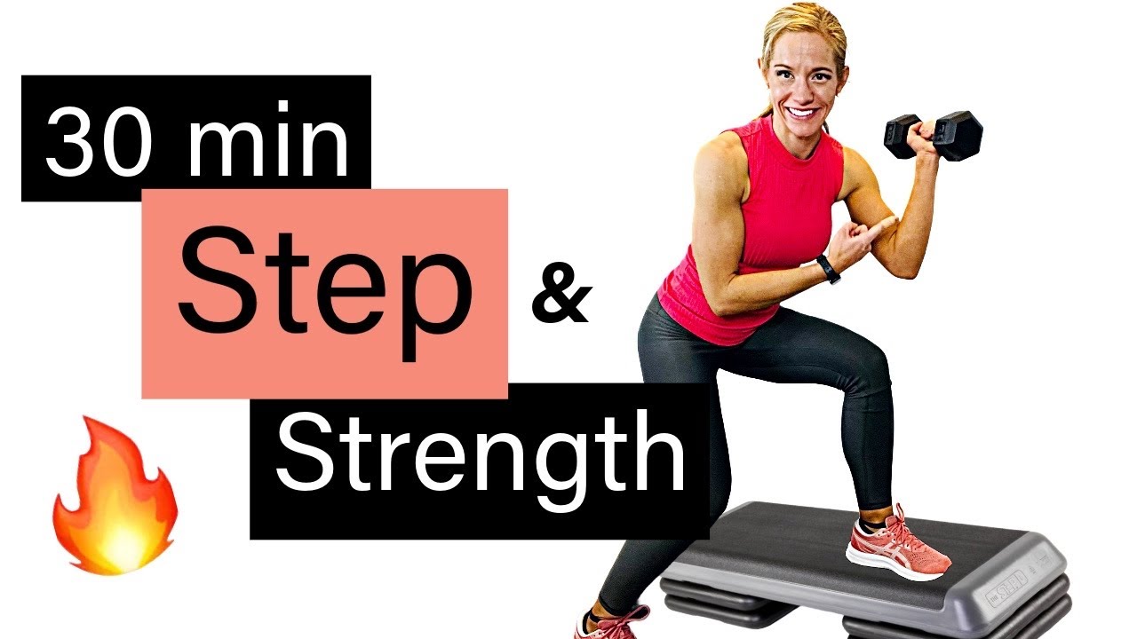 30 min Step Aerobics with Dumbbells Class | Easy to Follow Exercises