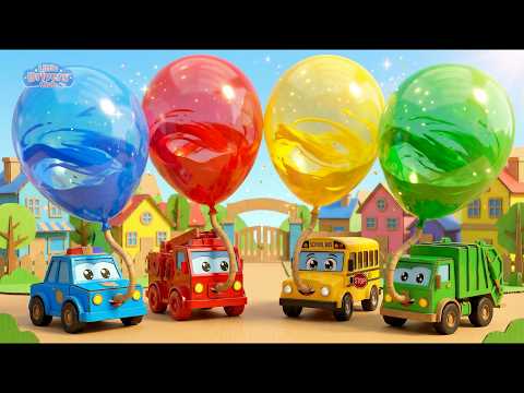 Magic Balloon Car Wash | Learn Colors with Cardboard Vehicles | 3D Nursery Rhymes