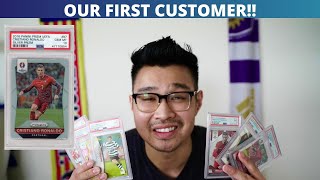 VLOG!!!! OUR FIRST CUSTOMER AND OUR CR7 SOCCER CARDS COLLECTION!!!