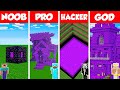 Minecraft Battle: NOOB vs PRO vs HACKER vs GOD: NETHER PORTAL HOUSE BASE BUILD CHALLENGE / Animation