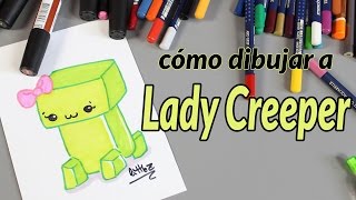 Cómo dibujar creeper kawaii - How to draw a lady creeper (minecraft)