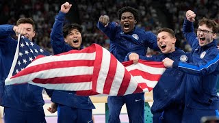 ⁣Watch US men's gymnastics team win bronze at Paris Olympics