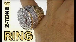 Mens Super Huge 27MM Flower Ring Hip Hop Micro Pave CZ Cubic Zirconia