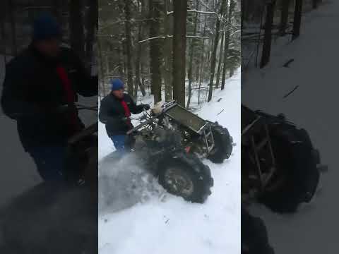 Зимой на самодельном квадроцикле