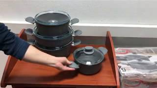 Обзор Набора посуды Leydi 9 предметов (серый) Гранит