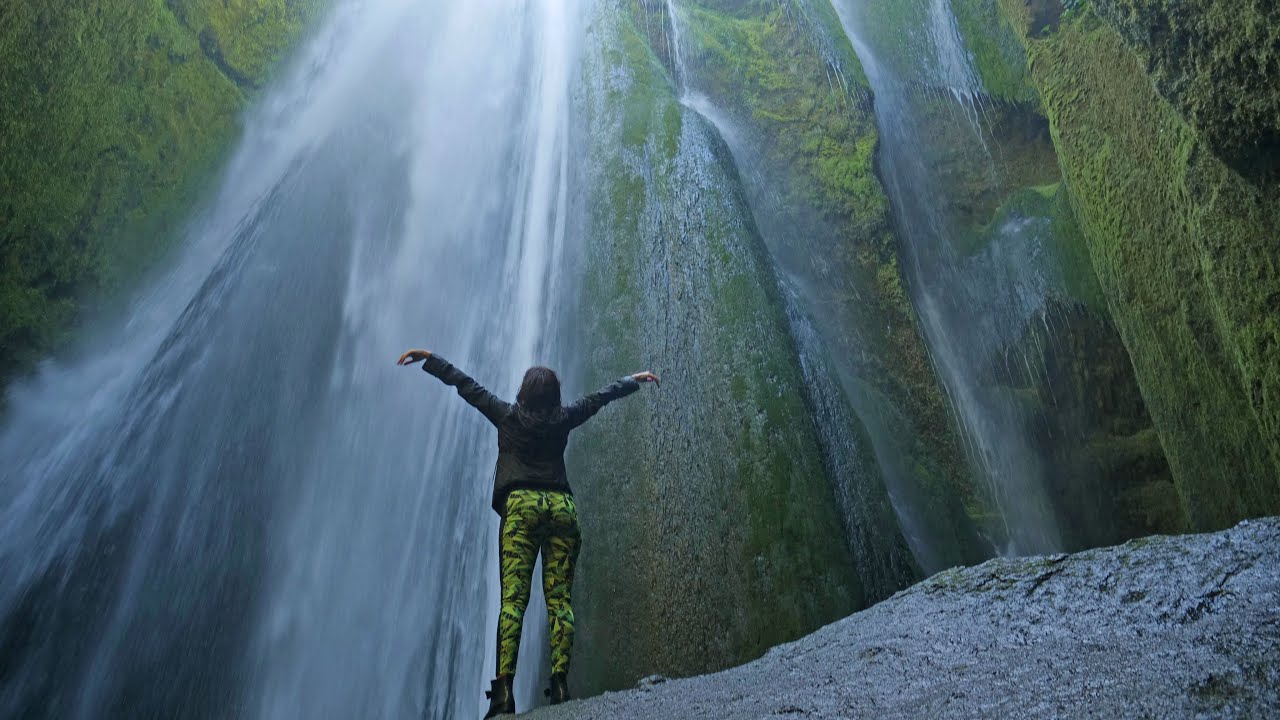 Iceland Secret Waterfall, Gljufrabui Foss ( Hidden Waterfall) (4K) July 2020 — Gljúfrabúi — video poster