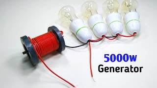 Make 230V 5000W Copper Coil And Magnet Powerful Electricity Generator At Home