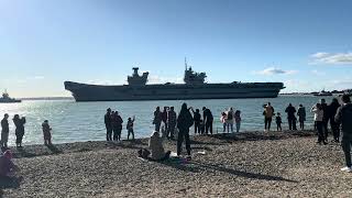 4k 60fps || HMS Prince Of Wales departing Portsmouth on her way to do NATO Practice