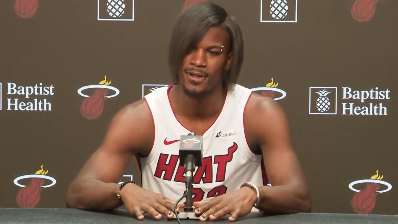 Jimmy Butler shows off new emo hairstyle at Miami Heat media day 😂 ...