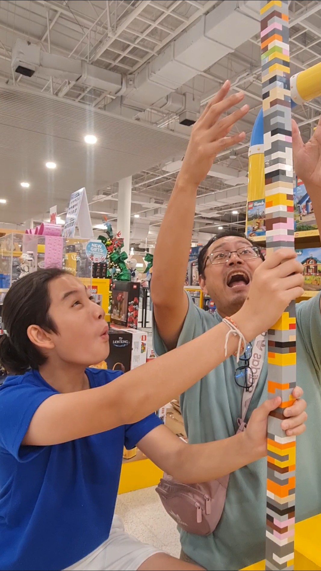 Sis VS Dad‼️ Higher LEGO? | JJaiPan #Shorts