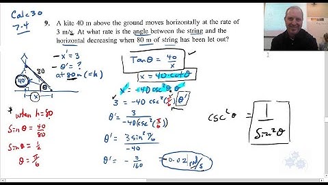Calculus 30 7.4 #9 Related Rates homework question