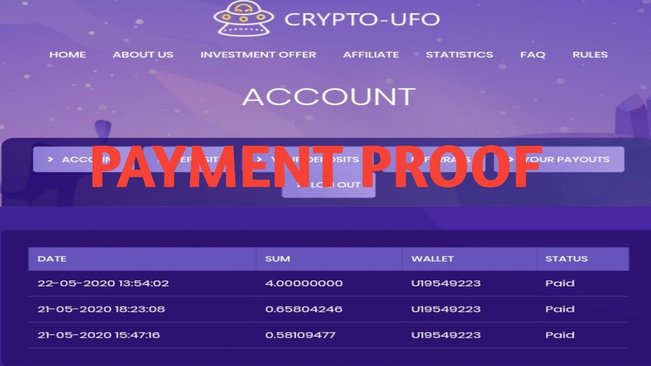 PAYMENT PROOF 4$ AND LIVE DEPOSIT NEW DOUBLE MONEY SITE CRYPTO-UFO.LTD EARN 2X MONEY 24 HOURS
