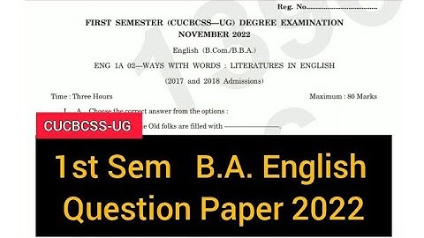 WAYS WITH WORDS : LITERATURES IN ENGLISH        |      1st Sem     B.A. English     2022 #calicut