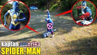 Spi̇derman Vs Captai̇n Ameri̇ca Fi̇ght - Gerçek Hayatta Drone Kamerasina Yakalandi