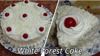 How to make white forest cake recipe by Jayalatha's Kitchen#Simple White Forest Cake#Whipping powder