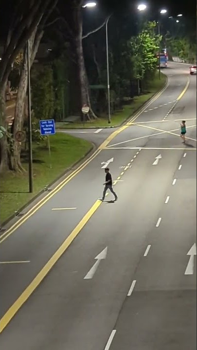 #Road #incident.  Diagonal cross the #highway at #night?  Yes, this is #Singapore. #Traffic #rules?