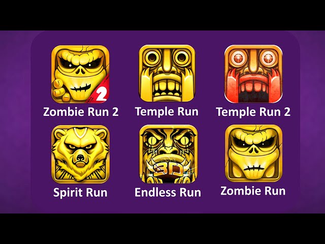 Temple Run, Temple Run 2 China, Temple Run 2, Spirit Run, Temple Run Brave,  Zombie Run,Temple Run Oz 