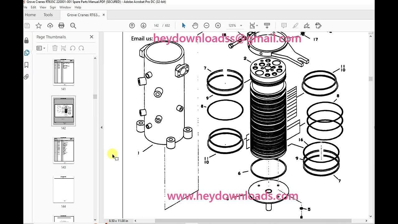 Grove Crane RT635C Spare Parts Catalog Manual SN 220001 YouTube